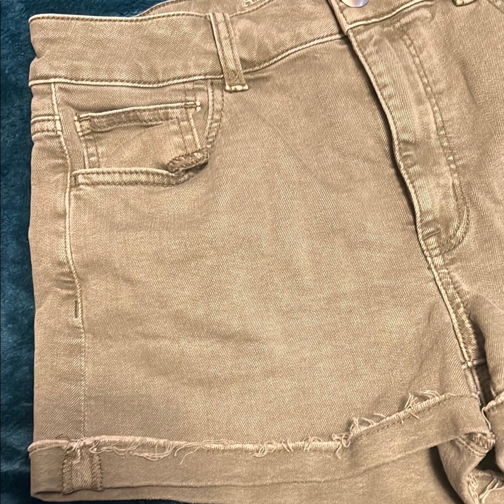 American Eagle Outfitters GREEN Hi-Rise Shortie Denim Shorts size 8 - Picture 9 of 12